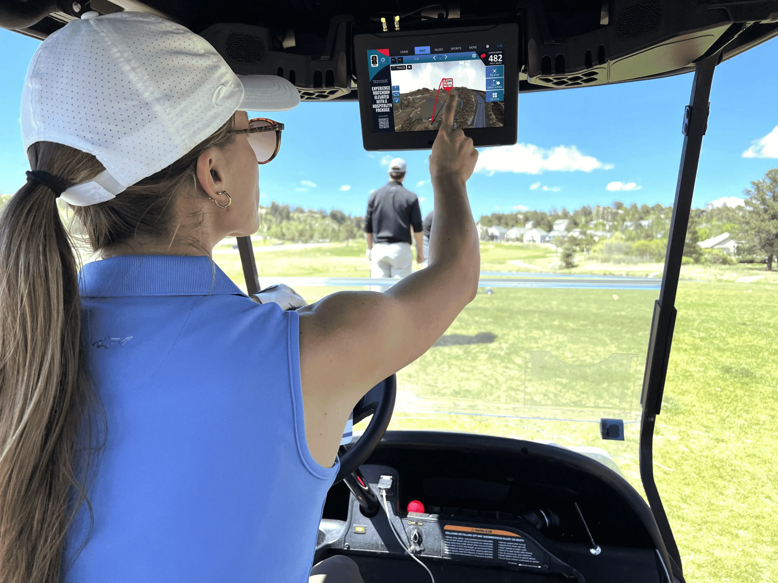 Golf course DOOH advertising campaign displayed on an on-cart GPS screen